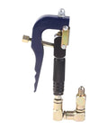 Beefy Air Powered High Pressure Pneumatic Grease Gun With Ergonomic Grip, shown from side view with injector hose.
