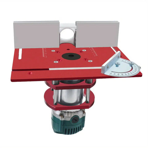 Heavy Duty Aluminum Router Table Insert Plate With Miter Gauge For Woodworking Trimming And Diy Milling That Gives You Bang For Your Buck On Any Bench Setup, showing precision engineered aluminum surface and miter gauge.