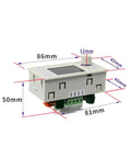 CNC DC Step Up Step Down Converter with color screen, displaying dimensions of 86mm x 50mm x 81mm for solar charging power supply