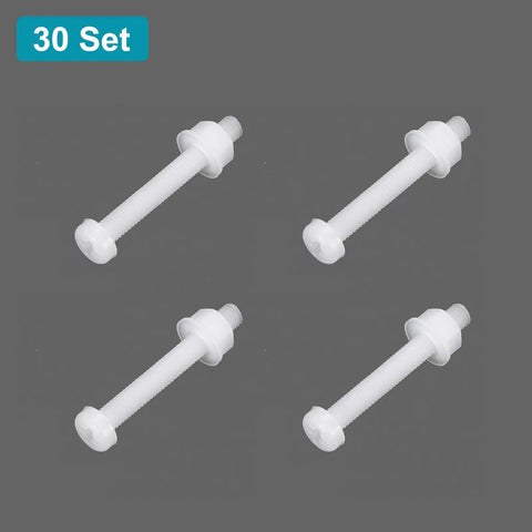 Straight Up Solid Pack Of M4x35mm Nylon Phillips Round Head Bolts And Hex Nuts With Flat Washers Assortment Kit For Diy Builds And Electronics Assembly No Fuss Repair, white nylon bolts in a 30 set.