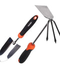 Heavy Duty Stainless Steel Garden Tool Set With Spade And Combination Hoe Fork Ergonomic Non Slip Handles For Digging Planting And Weeding Rust Resistant And Durable The Go To Workhorse For All Season Garden Tasks displayed with spade and hoe fork.