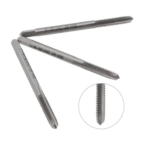Three Piece 8 32 UNC Tap Set With 3 Flutes For Hand Threading In Mild Steel Aluminum Iron Copper Stainless Steel And Hard Plastics