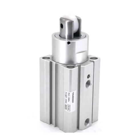 Heavy Duty Roller Type Pneumatic Blocking Cylinder For Industrial Air Cylinder Actuator Setup close-up view with silver aluminum body.