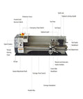 LGXEnzhuo WM210V Mini Metal Lathe 8 Inch Capacity Brushless Motor 1100 Watt Variable Speed with control panel and accessories explained.