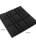 Heavy Duty 10 Pack Soundproof Acoustic Foam Panels 2X12X12 Inch Non Adhesive Wedge Tile Set For Home Studios displaying black tiles.