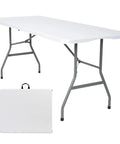 6 Ft Folding Table Outdoor Indoor Plastic Square Dining Table Portable No Assembly Easy Setup For Picnics Parties Camping White