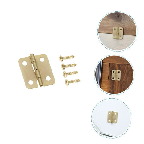 40 Pcs Mini Iron Hinge Set With Screws For Jewelry Boxes And Tiny Chests 270 Degree Rotation Small Wooden Box Hinges shown with screws