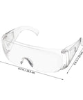 Six Pair Safety Glasses With Ventilated Louvered Frames And Wraparound Side Shields For Lab Projects And Shop Work Impact Resistive Clear Lenses showing side view and dimensions.