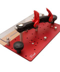 Red Heavy Duty Router Table Rail Coping Sled For Cabinet Doors And Drawer Fronts Precision Alignment Tool With Four Adjustable Screws