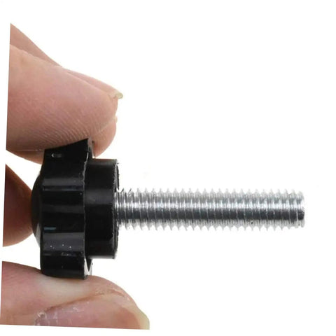 Close-up of black threaded knob from 10 Pack Clamping Knobs For Machine Tools And Grip Handles, Screw On Type Threaded Knobs For Quick Install.