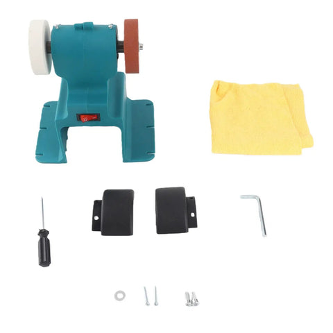 Image of Hardcore Mini Bench Grinder Featuring A Rock Solid Mount Base That Zeroes Out Vibration Smooth Cordless Polisher And Sander Plays Nice With Standard 18V Batteries For Weekend Warriors and included accessories.