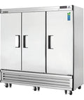 Straight Upgrade Commercial Reach In Freezer 71 Cubic Feet Three Solid Doors Quick Swap Cooling Cartridge front view with stainless steel finish.