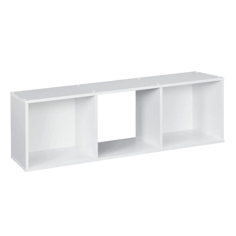 Three Cube Storage Organizer Bookshelf For Books And Decor, Display Unit With Vertical Or Horizontal Setup, Wood in white finish