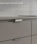 Press To Open Cabinet Latch For Handle Free Doors Aluminum Alloy Silver Finish on cabinet with seamless style