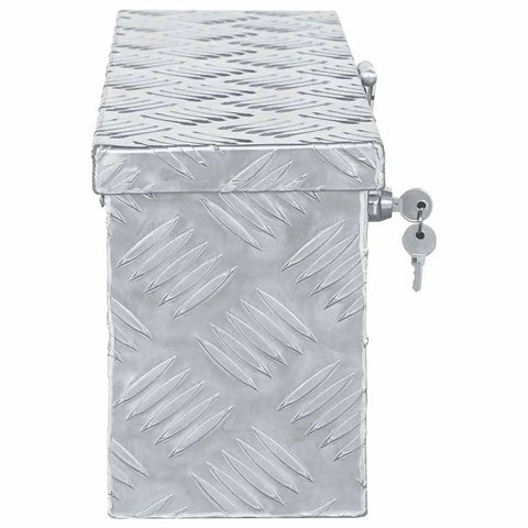 Side view of Built Tough Aluminum Tool Box With Locking System And Two Keys Lightweight Corrugated Aluminum Storage Chest for tools and gear