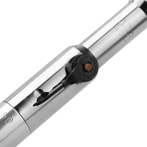 Close-up of Pro Grade Flex Shaft Rotary Tool Kit with Quick Change Handpiece showing detail and metal construction.