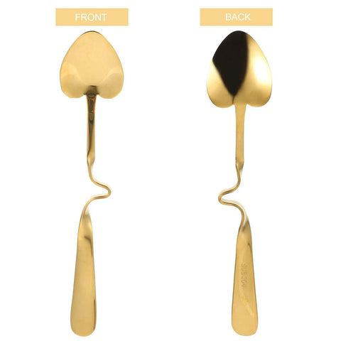 Front and back view of V Shape Hanging Coffee Spoon 304 Stainless Steel Gold Cup Ladle For Coffee And Tea Kitchen Accessory With Hanging Hook