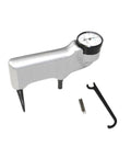 Heavy Duty Digital Aluminum Hardness Tester Dead On Accurate Gauge For Metals Built Like A Tank With Bright Display Long Standby Time Huge Storage And Slick One Touch Operation showing the device and attachments.