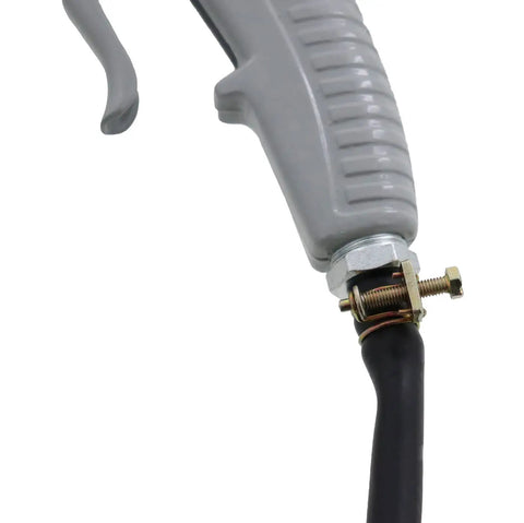 Close-up of ergonomic trigger on Hose And Gun Oiler For RIDGID 418 Oil Bucket 10833 with attached hose and clamp.