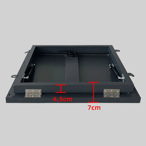 Heavy Duty Aluminum Roof Access Hatch Door With Maintenance Hatch And Security Barrier For Emergency Access In Factory Warehouse Or Home Attic Skylight Cover Rainproof Anti Theft Blackout 95x95cm, black open view