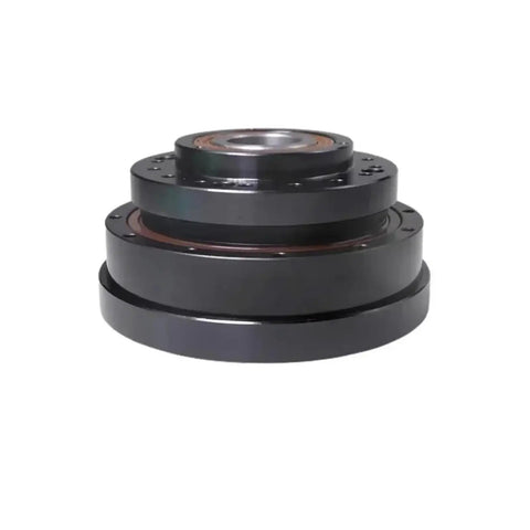 Rock Solid Hollow Harmonic Drive Reducer With Strain Wave Gearing Designed For Stepper Servo Motor Applications and Robot Arms, black gear assembly.