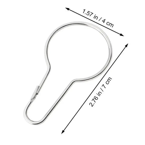 Single gourd-shaped shower curtain hook with dimensions, part of 150 Pcs No Fuss Gourd Shaped Shower Curtain Hooks Rustproof Glide Roller Hanging Rings For Bathroom Rod Durable Easy Slide Curtain Buckles For Home Bedroom Living Room.