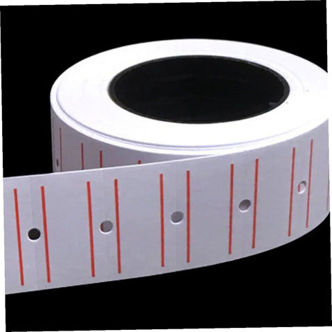 Roll of 4000 Pcs Small Pricing Labels On Rolls, Blank Price Tags For Retail Pricing Machines with red guide lines
