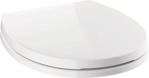 Round Front Slow Close Toilet Seat With Non Slip Bumpers, Fits Most Round Front Toilets, Quiet Close, Easy Install, White Finish