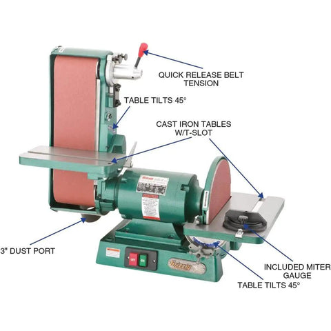 Top Shelf Six By Forty Eight Inch Belt And Twelve Inch Disc Combo Sander Built Tough To Run Wild At 3450 Rpm While Pushing Five Thousand Fpm Belt Speed Plus A Massive Three Inch Dust Port Hookup