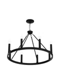 Wagon Wheel Chandelier 8 Light Industrial Black Rustic Farmhouse Ceiling Light With Adjustable Height Vintage Wagon Wheel Design