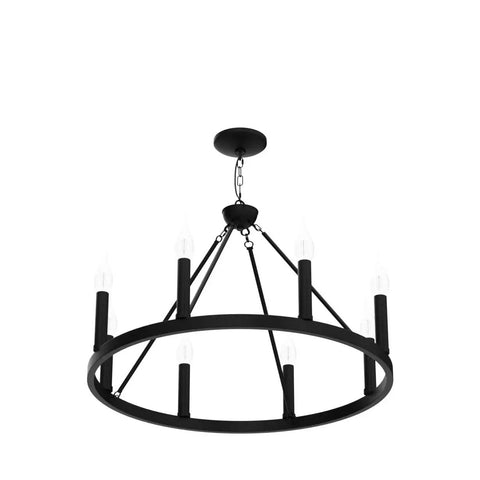 Wagon Wheel Chandelier 8 Light Industrial Black Rustic Farmhouse Ceiling Light With Adjustable Height Vintage Wagon Wheel Design