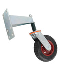 Heavy Duty Red Rubber Gate Caster Wheel Featuring Bounce Back Shock Spring And 600 Pound Load Rating for universal fence glide system.
