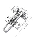 Built Tough Zinc Alloy Door Chain Lock For Front Door With Swing Bar Guard, Security Chain Lock For Home Apartment Hotel Dormitory, Anti Theft Internal Door Latch In Silver showing dimensions