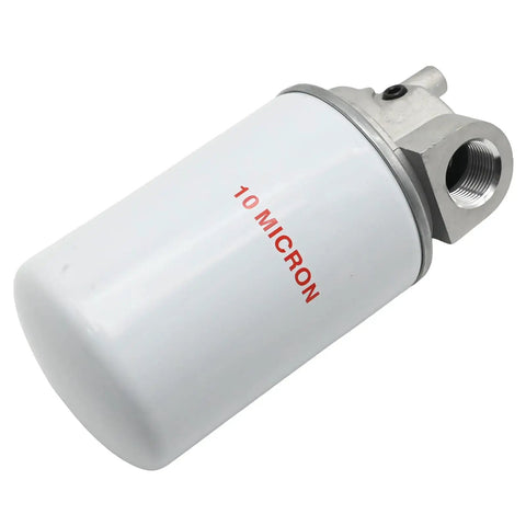 High Flow 25 GPM 250 PSI Spin On Hydraulic Oil Filter Assembly with 10 Micron Filtration Three Fourth Inch NPTF Ports.