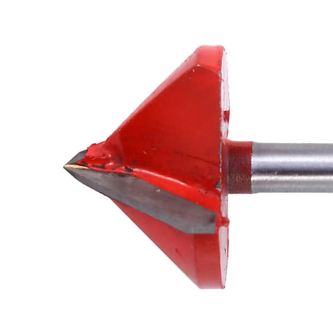 1/4 Inch Shank V Groove Router Bit With Double Carbide Edges for clean 90 degree chamfers and engraving on wood, acrylic, MDF, PVC.