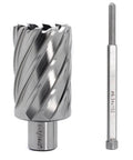 Oscarbide annular cutter, 1-7/16 in dia, 3/4 in Weldon shank, 2 in depth, mag drill pilot pin; 1 piece
