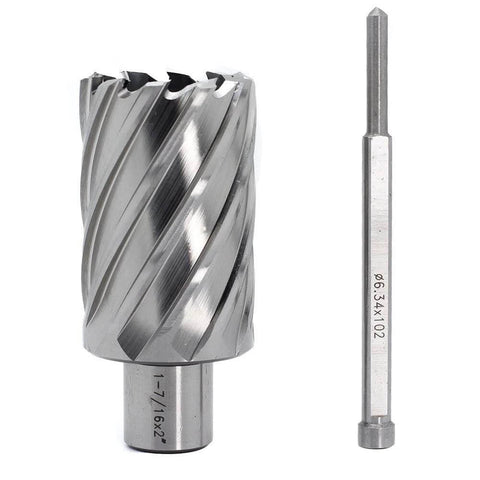 Oscarbide annular cutter, 1-7/16 in dia, 3/4 in Weldon shank, 2 in depth, mag drill pilot pin; 1 piece