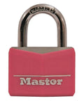 Pink Covered Aluminum Keyed Padlock With Steel Shackle For Gym Or School Lockers One And Nine Sixteenth Inch Lock Body Indoor Outdoor Use