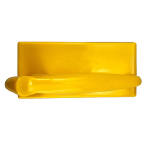 Top view of yellow ABS push block with handle, part of Push Block And Stick Set For Woodworking Router Table Tool Pro Grade Push Block Handle Combo For Carpentry Safe Grip Pads Hand Protection Precise Control Durable Comfort During Repeated Use.