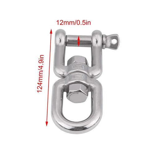 Heavy Duty 304 Stainless Steel Swivel Snap Shackle Bombproof Rust Proof Rigging Hardware For Hauling Towing And Marine Applications Smooth Rolling Action Built Like A Tank, Size 124mm x 12mm.