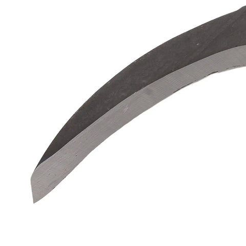 Close-up of the Beast Mode Handheld Sickle With High Manganese Steel Blade For Weeding, Pruning, Trimming And Harvesting, razor-sharp edge.