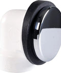 Built Tough Sch 40 Pvc Bath Waste And Overflow Assembly With Slick Illusionary Faceplate And Ada Compliant Toe Touch Drain Plug Polished Chrome close-up of chrome plug detail.