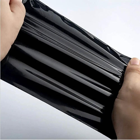 Pack Of 100 Tear Resistant PE Tattoo Wash Bottle Sleeve Bags, 9.8 By 5.9 Inches, Quick Slip On Covers For Clean, Sanitary Ink Sessions, Prevent Slips And Spills, Easy Disposal After Use; black PE sleeve stretched by hands