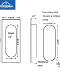 Diagram of installation dimensions for 2 Pack 120mm Flush Sliding Door Pulls Recessed Finger Pulls For Sliding Barn Bypass Doors Pocket Doors Cabinets And Furniture Rectangular Invisible Pull Black Matte Finish 4.75 Inches.