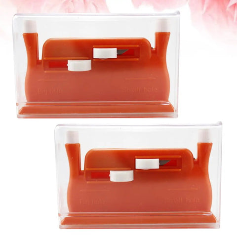 Mini Design Needle Threader Two Pack Threading Device Plastic Double Head Sewing Threading Guide Tool Easy To Use Red For Home And Shop Use Handy Gift For Mom And Elderly Shoppers Quick Effortless Needle Threading For Any Needle. two red plastic threaders in clear cases