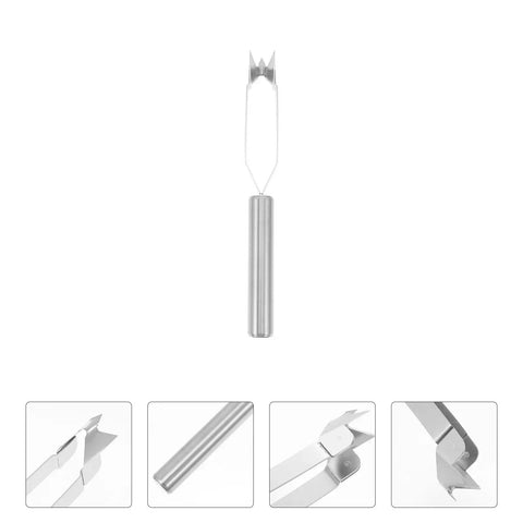 Two Piece Stainless Steel Pineapple Eye Peeler And Remover Set With Steel Handles, V Shaped Pineapple Cutter in detailed view