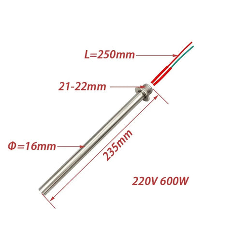 Built Tough 220V 1000W Cartridge Heater With Smokeless High Temperature Heating Rod, stainless heating element dimensions and specs.