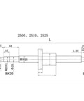 Technical drawing of Heavy Duty HGR25 Linear Guideways Plus HGW25CC Sliders With SFU2510 C7 Ball Screw Nut Kit dimensions.