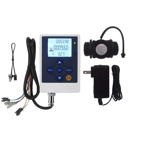 Water Flow Control LCD Display With G1 Flow Sensor Meter For Liquid And Gas, Quantitative Flow Control, Total Flow Alarm, Easy Install