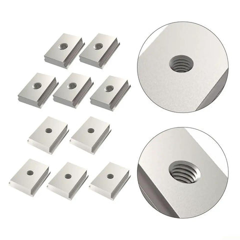Beefy Five Piece Aluminum Alloy T Track Nuts M6 M8 Set For T Slot Woodworking, Heavy Duty Quick Install Sliders showing detail view